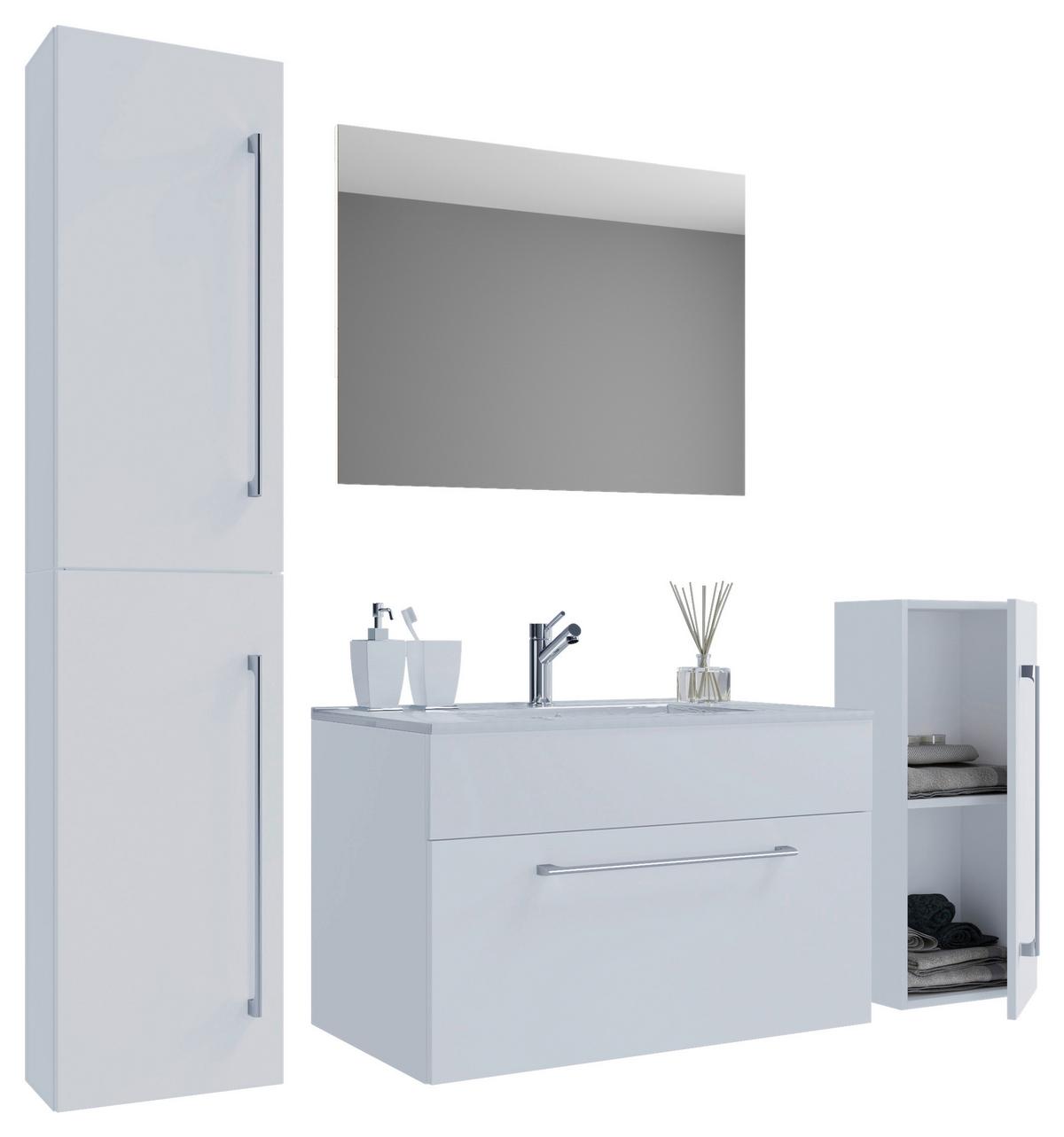 Badezimmer Badinos 5-teilig Weiß B: 146 Cm - Weiß, MODERN, Keramik/Holzwerkstoff (146cm) - MID.YOU