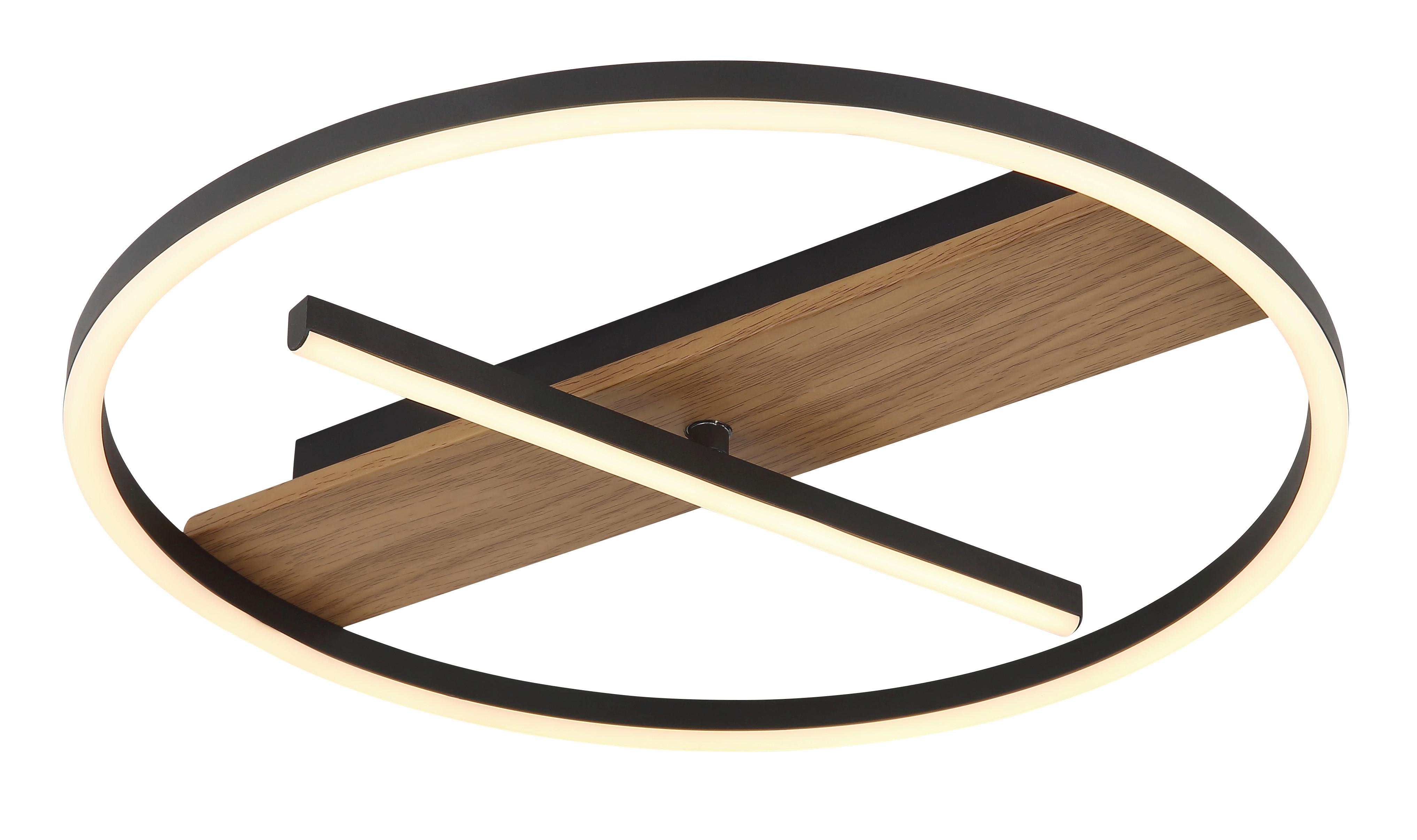 Led-deckenleuchte 67321-24 - Dunkelbraun/Opal, Natur, Textil/Metall (40,5/5,5cm) - Globo