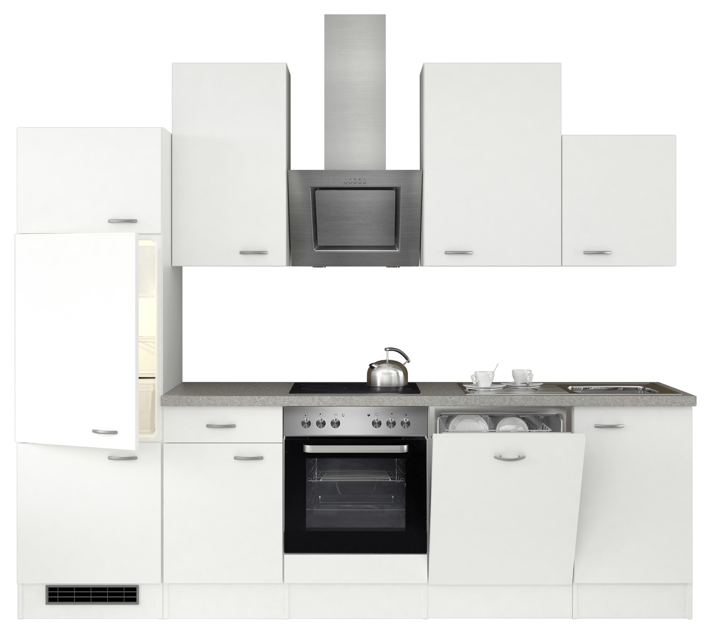 Küchenzeile Wito mit Geräten 280 cm Weiß/Grau Modern - Hellgrau/Weiß, MODERN, Holzwerkstoff (280cm) - FlexWell