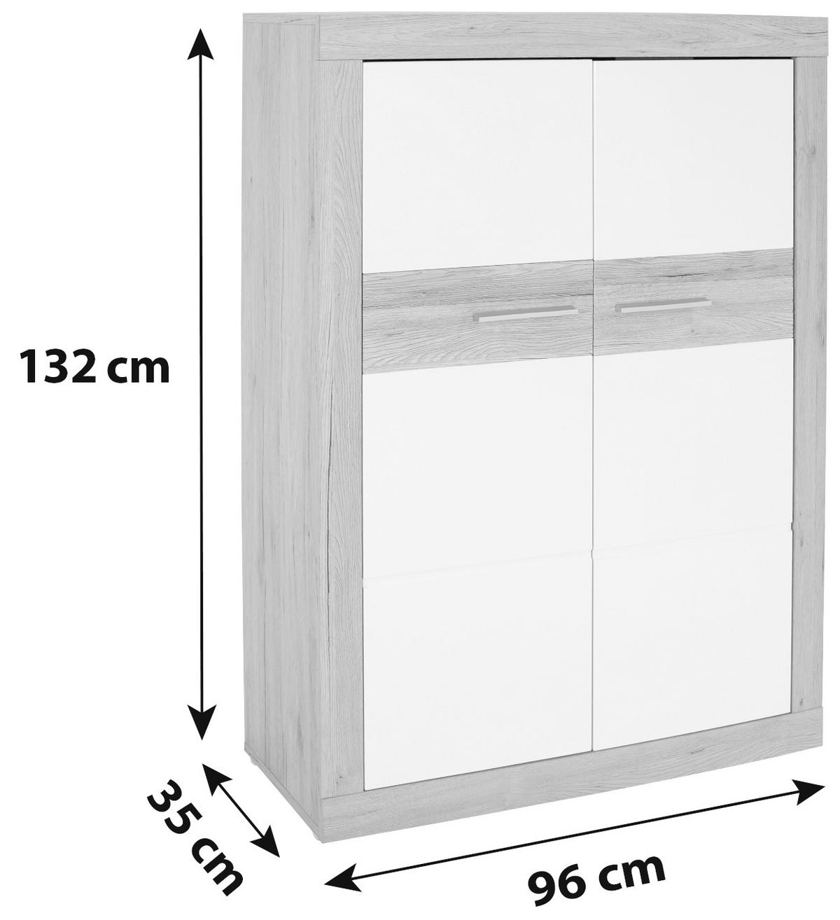 VYSOKÁ KOMODA MALTA - čierna/sivá, Modern, kompozitné drevo/plast (96/132/35cm)