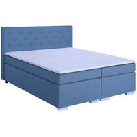 Boxspringbett Mit Topper 180x200 Korfu - Chromfarben/Blau, MODERN, Holzwerkstoff/Textil (180/200cm) - MID.YOU
