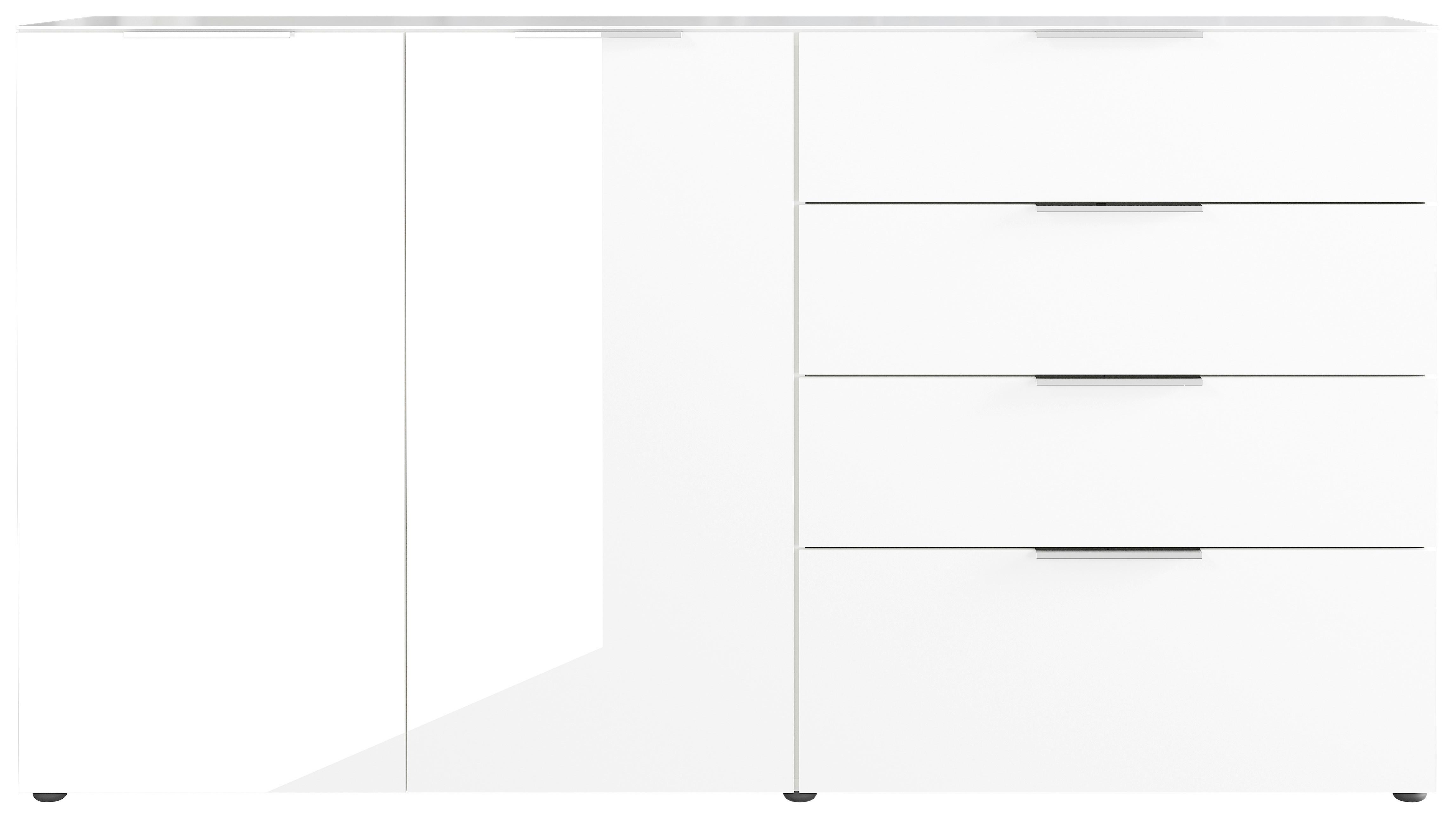 Sideboard mit Glasfronten B: 184 cm GW-Oakland, Weiß - Schwarz/Weiß, KONVENTIONELL, Glas/Holzwerkstoff (184/102/42cm) - Germania