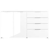 Sideboard mit Glasfronten B: 184 cm GW-Oakland, Weiß - Schwarz/Weiß, KONVENTIONELL, Glas/Holzwerkstoff (184/102/42cm) - Germania