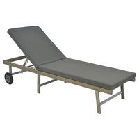 Sonnenliege Navarra Metall/Kunststoff mit Rollen - Beige/Grau, MODERN, Kunststoff/Metall (202/35/65cm) - Gardenson