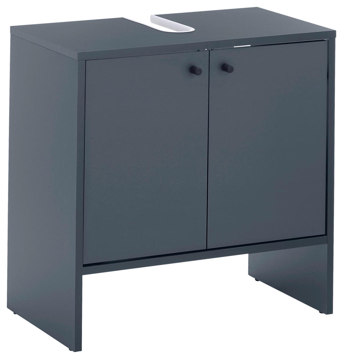 Kúpeľňová skrinka pod umývadlo KAIRO, tmavomodrá - čierna/tmavomodrá, Modern, kompozitné drevo/plast (60/60/35cm) - MID.YOU