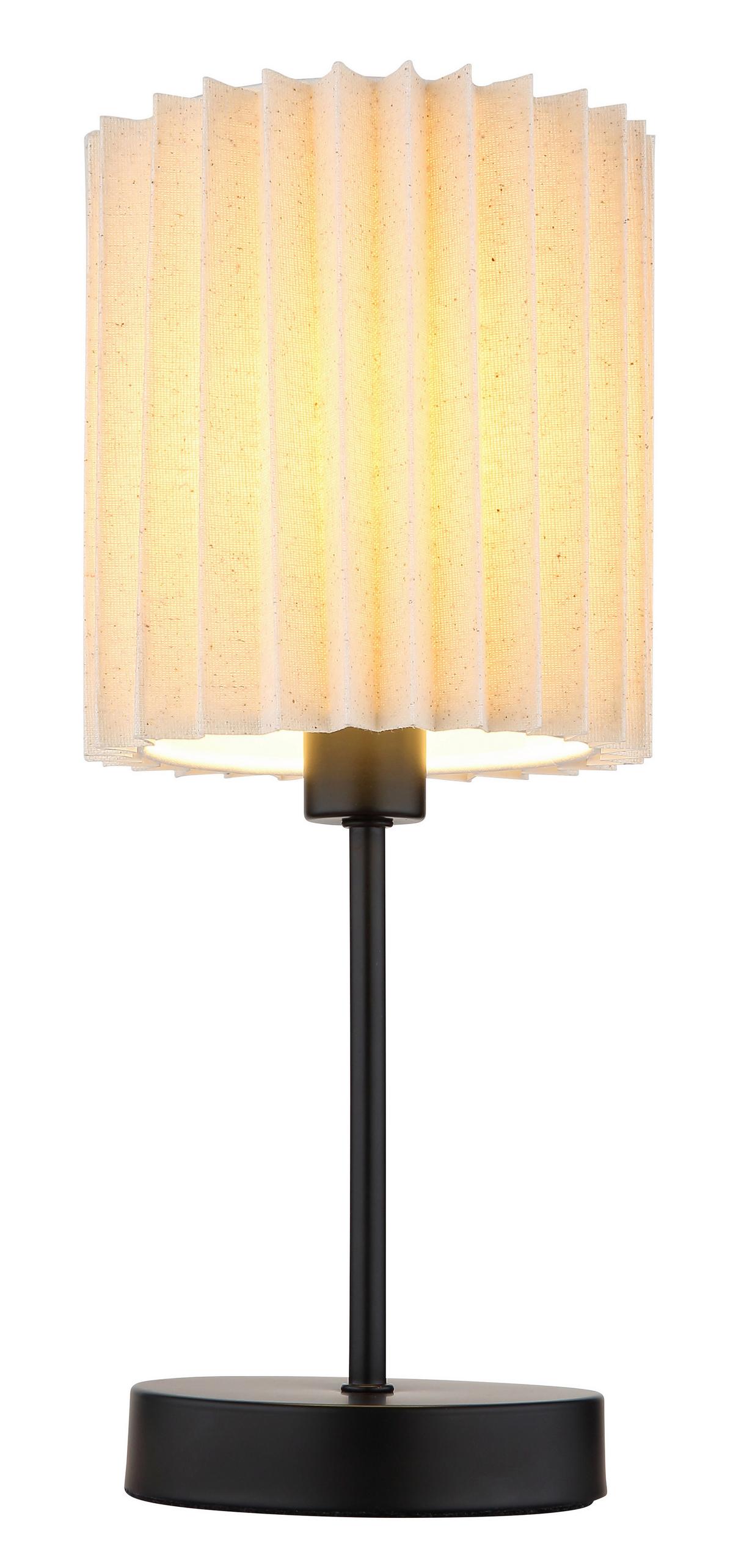 Tischleuchte Naturfarben Schwarz D: 26,5 cm - Schwarz/Naturfarben, KONVENTIONELL, Textil/Metall (26.5/50cm) - Globo