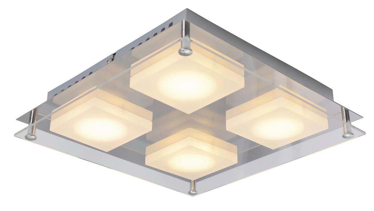 Led-deckenleuchte L: 24 Cm Quadratisch - Chromfarben, Design, Kunststoff/Metall (24/24/4,7cm) - Näve