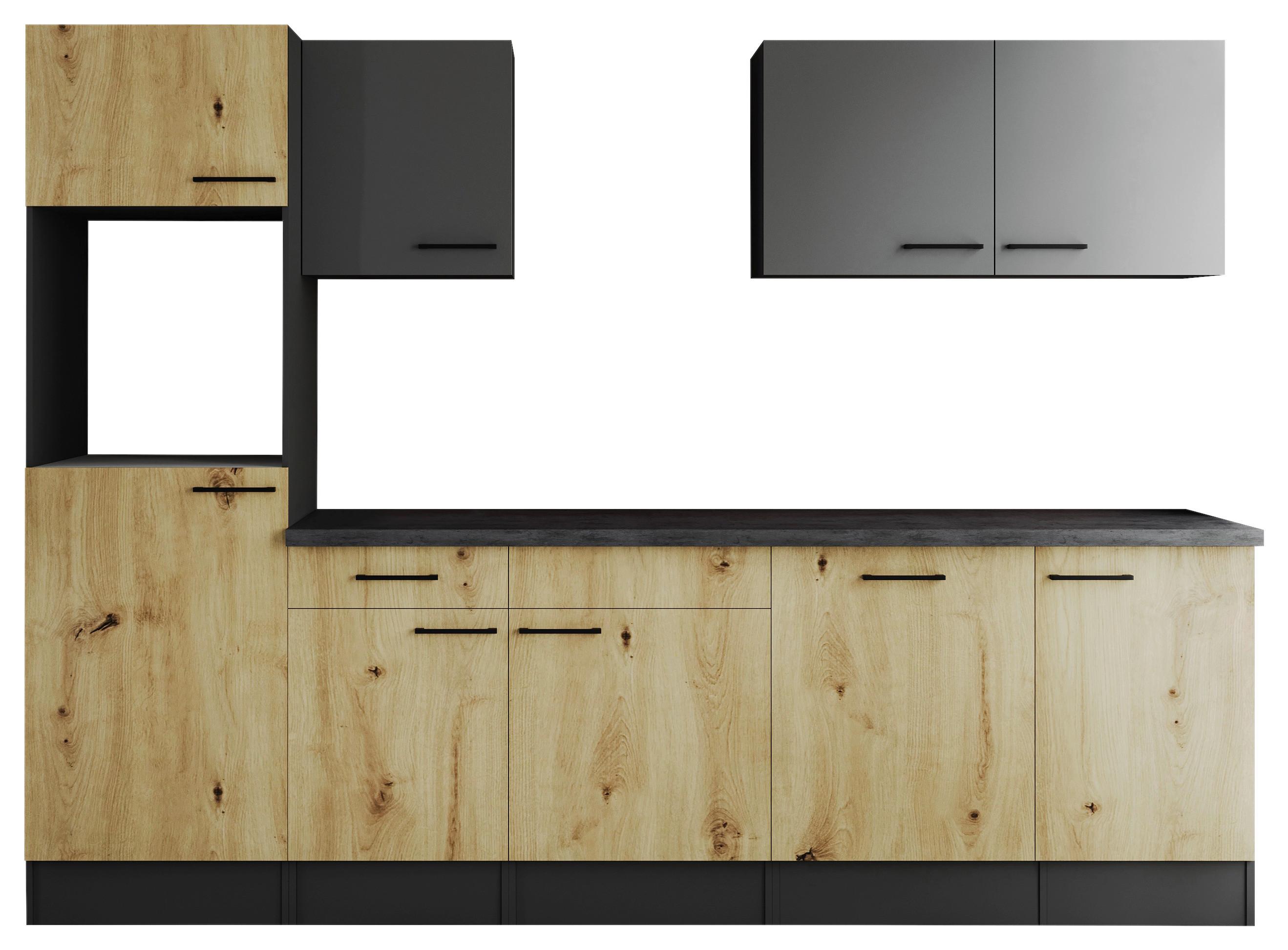 Küchenleerblock Oliver Grau, Artisan Dekor B: 280 Cm - Eiche Artisan/Grau, Design, Holzwerkstoff (280cm) - Respekta