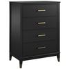 Kommode Westerleigh Schwarz 76 cm - Schwarz/Bronzefarben, Design, Holzwerkstoff (76/106/50cm) - MID.YOU