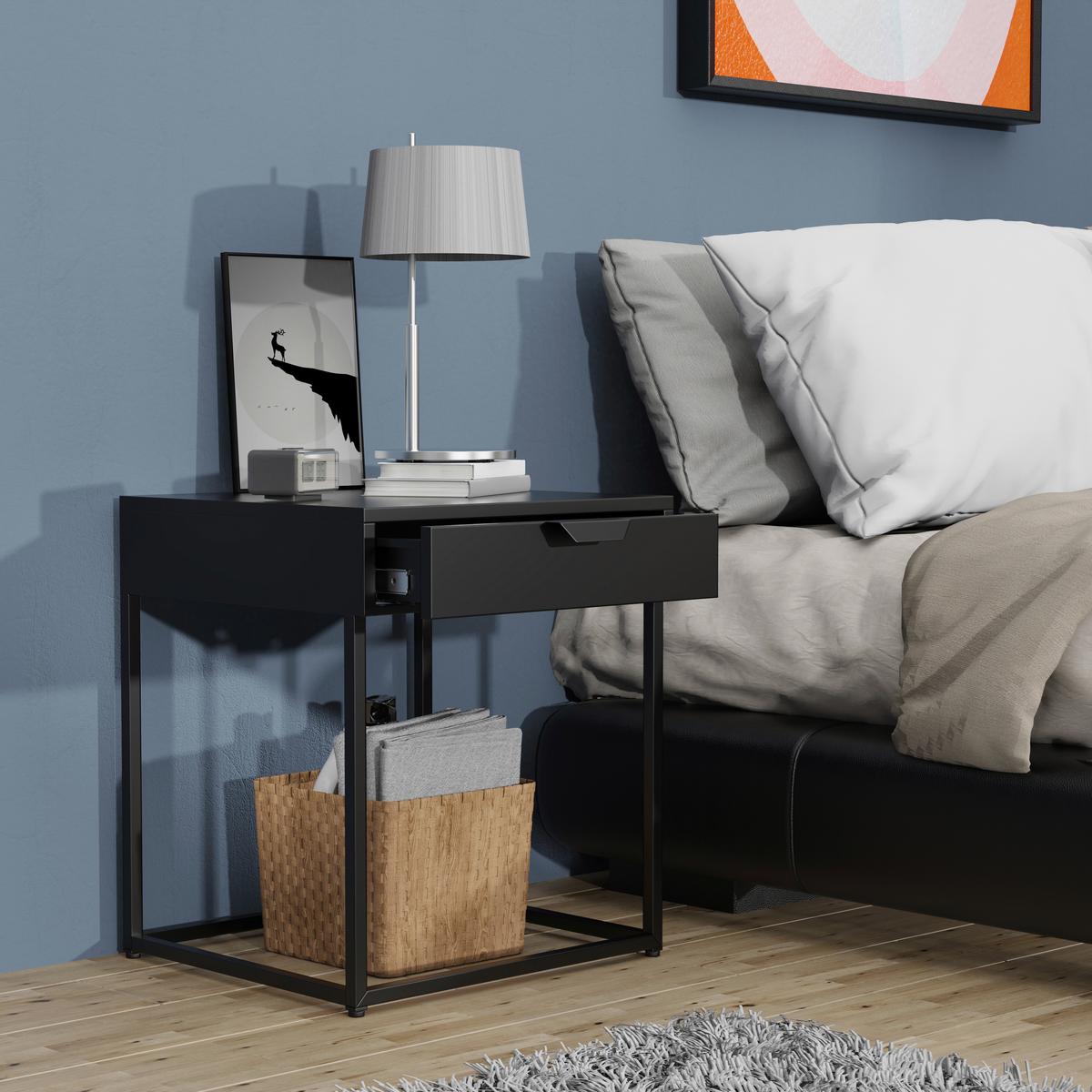 Nachtkästchen Flokas S Schwarz - Schwarz, MODERN, Holzwerkstoff (43/50/41cm) - MID.YOU