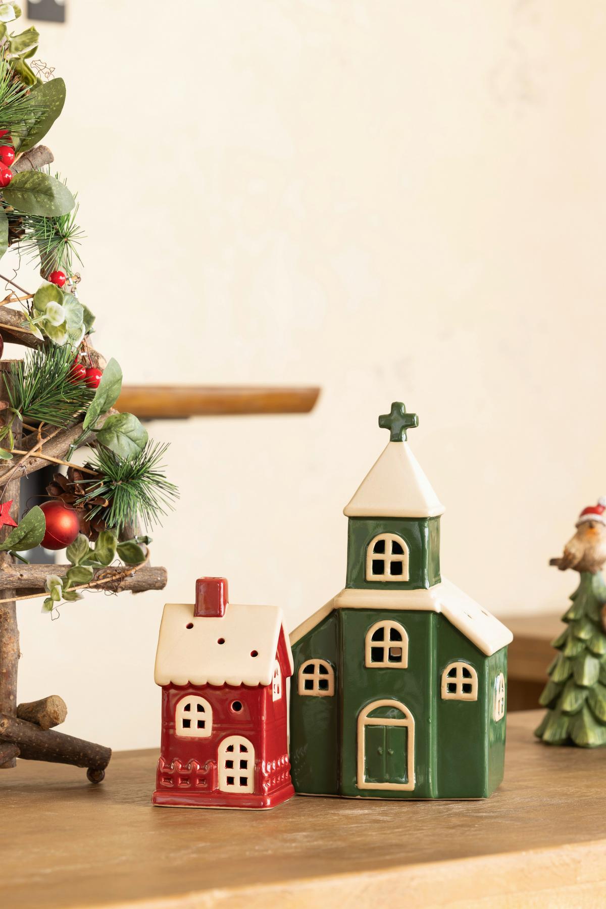 Dekohaus Franz - Rot/Weiß, KONVENTIONELL, Keramik (6,7/6,3/12,5cm) - Luca Bessoni