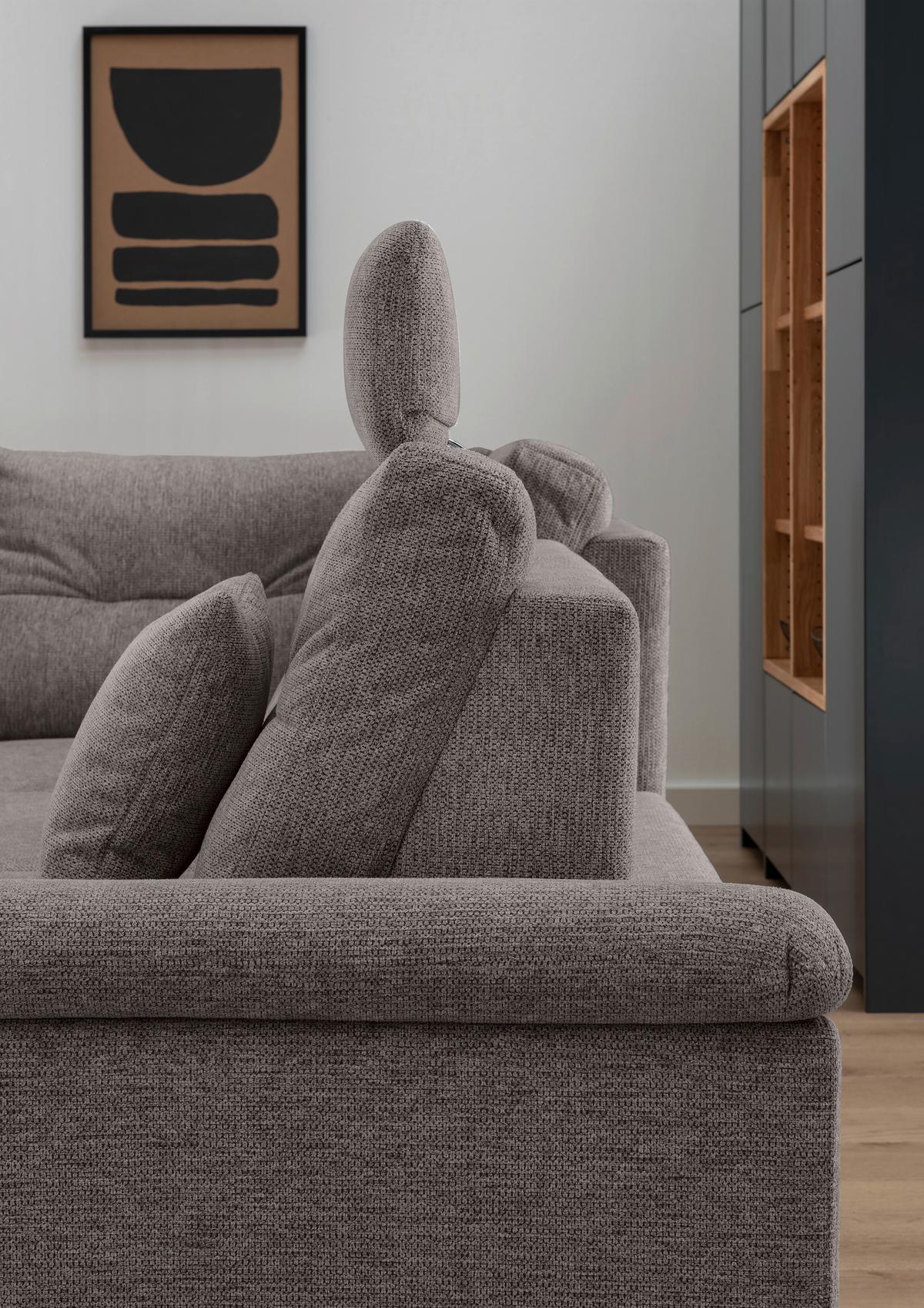 Ecksofa Brizzini Graubraun S: 206x264 Cm - Graubraun/Naturfarben, MODERN, Textil (206/264cm) - Livetastic