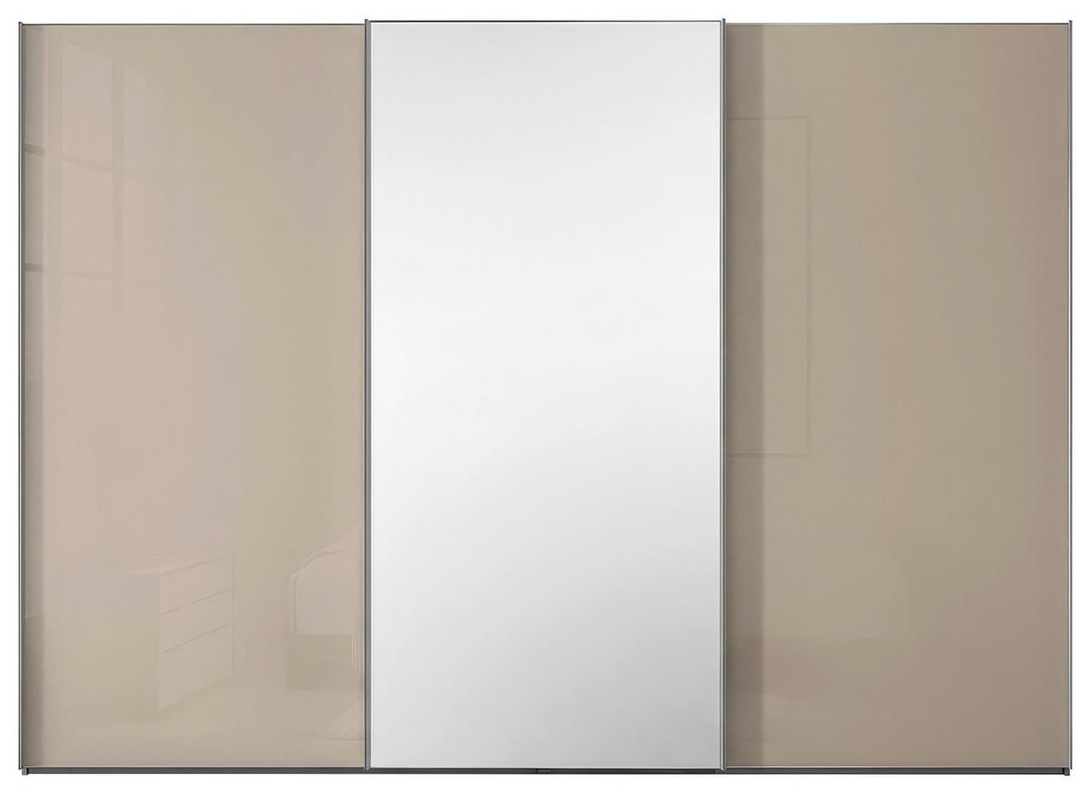 Schwebetürenschrank Lumos Sandglas Mit Spiegel, B: 249cm - Sandfarben, Trend, Glas/Holzwerkstoff (249/222/68cm) - Luca Bessoni