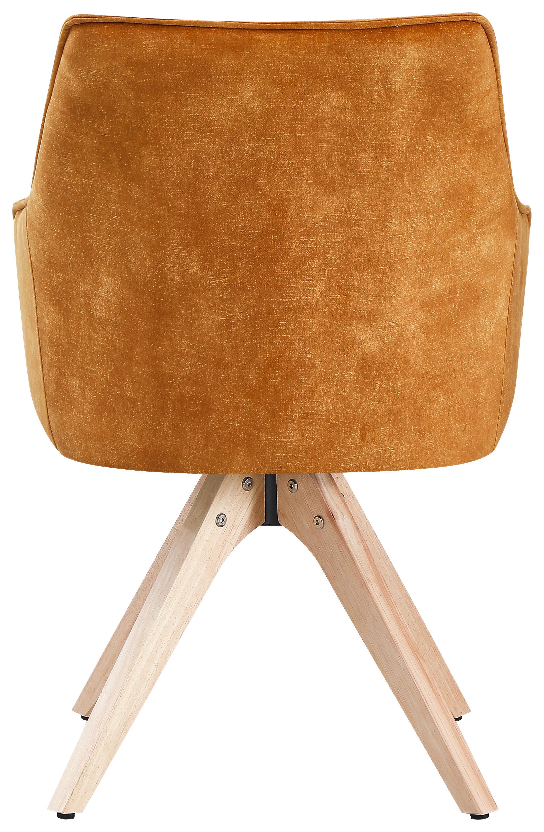 Vierfußstuhl Lisa Gold Echtholz Beine - Goldfarben/Naturfarben, KONVENTIONELL, Holz/Textil (62/83/63cm)