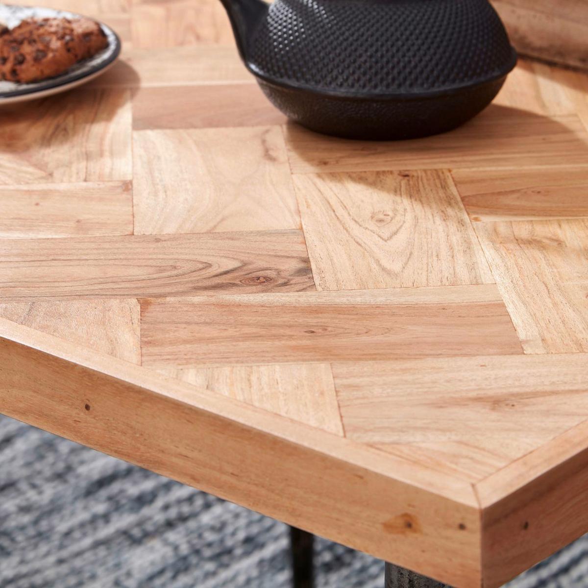 Esstisch Wl5.633 - Schwarz/Akaziefarben, Design, Holz/Metall (80/80/76cm) - MID.YOU