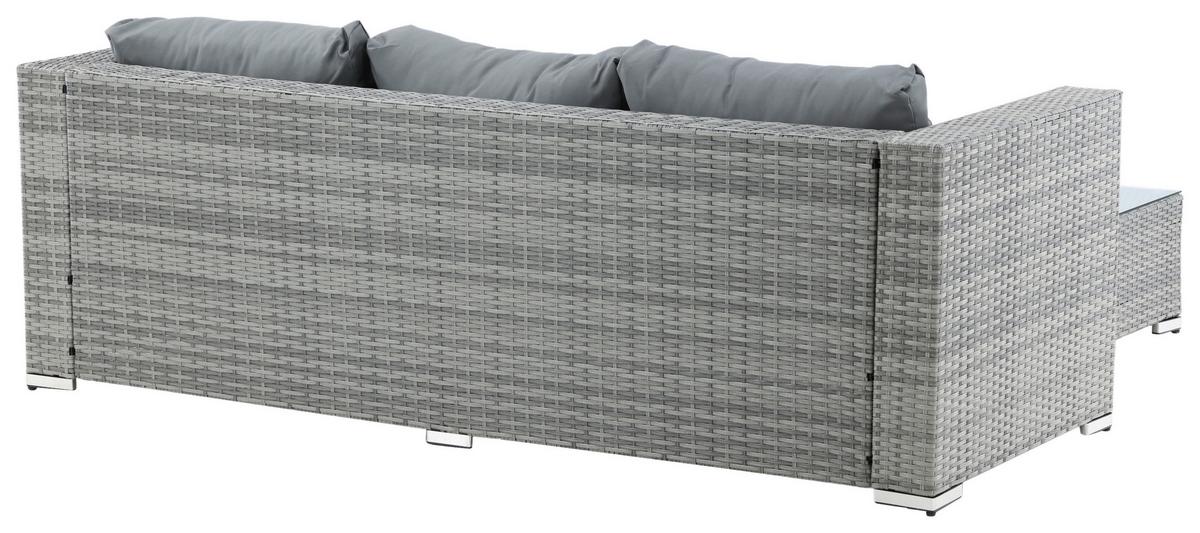 Loungegarnitur 2-Tlg Rotterdam Metall/Kunststoff/Glas +kissen - Grau, KONVENTIONELL, Glas/Kunststoff - Gardenson