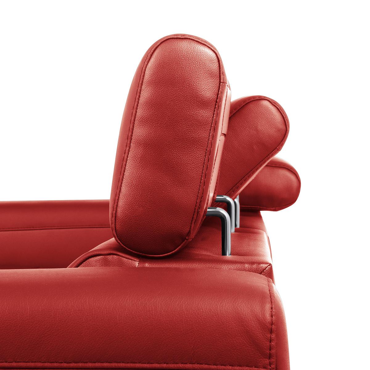 Ecksofa Torino Teilleder Rot 247x173 - Rot/Schwarz, Design, Leder/Textil (247/173cm) - Livetastic