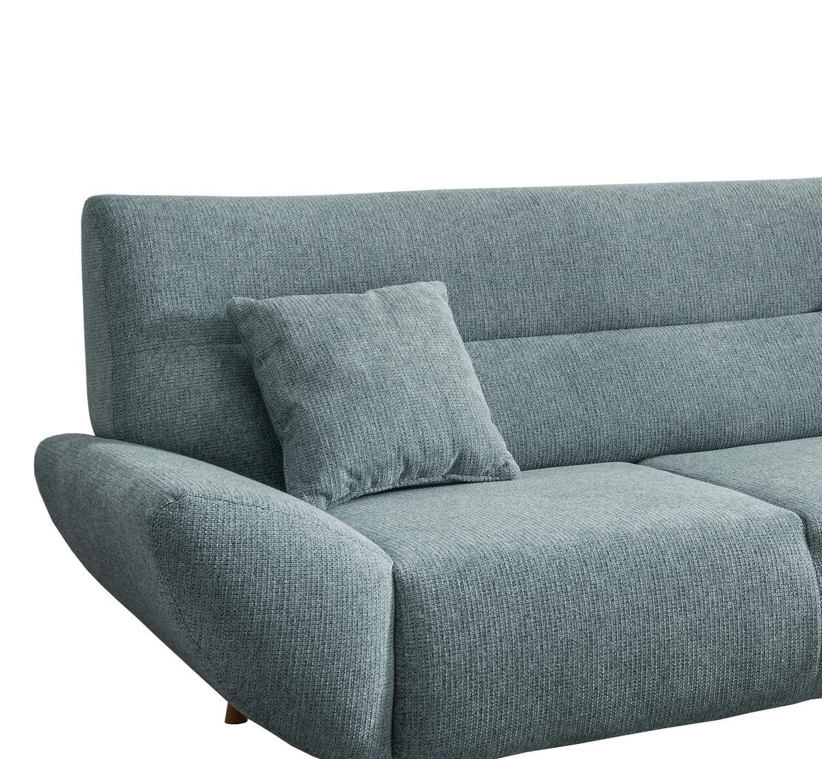 Ecksofa Chenille Blau S: 290x166 Cm - Wildeiche/Mintgrün, MODERN, Textil (290/166cm) - MID.YOU