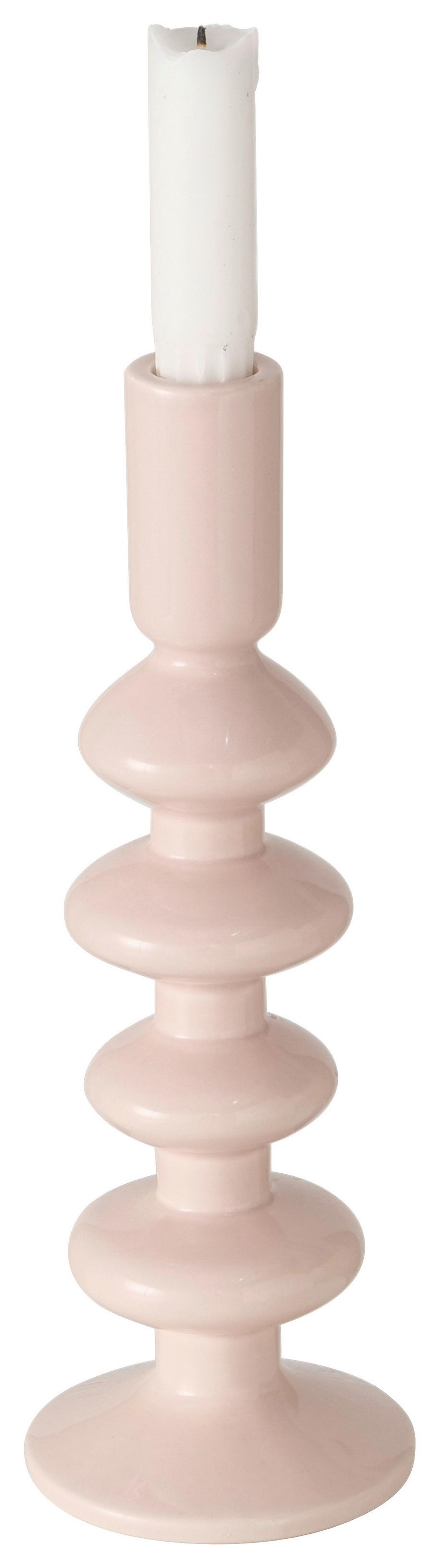 Svietnik na dlhé sviečky LUNA I - svetloružová, Basics, keramika (9/26cm) - Mömax