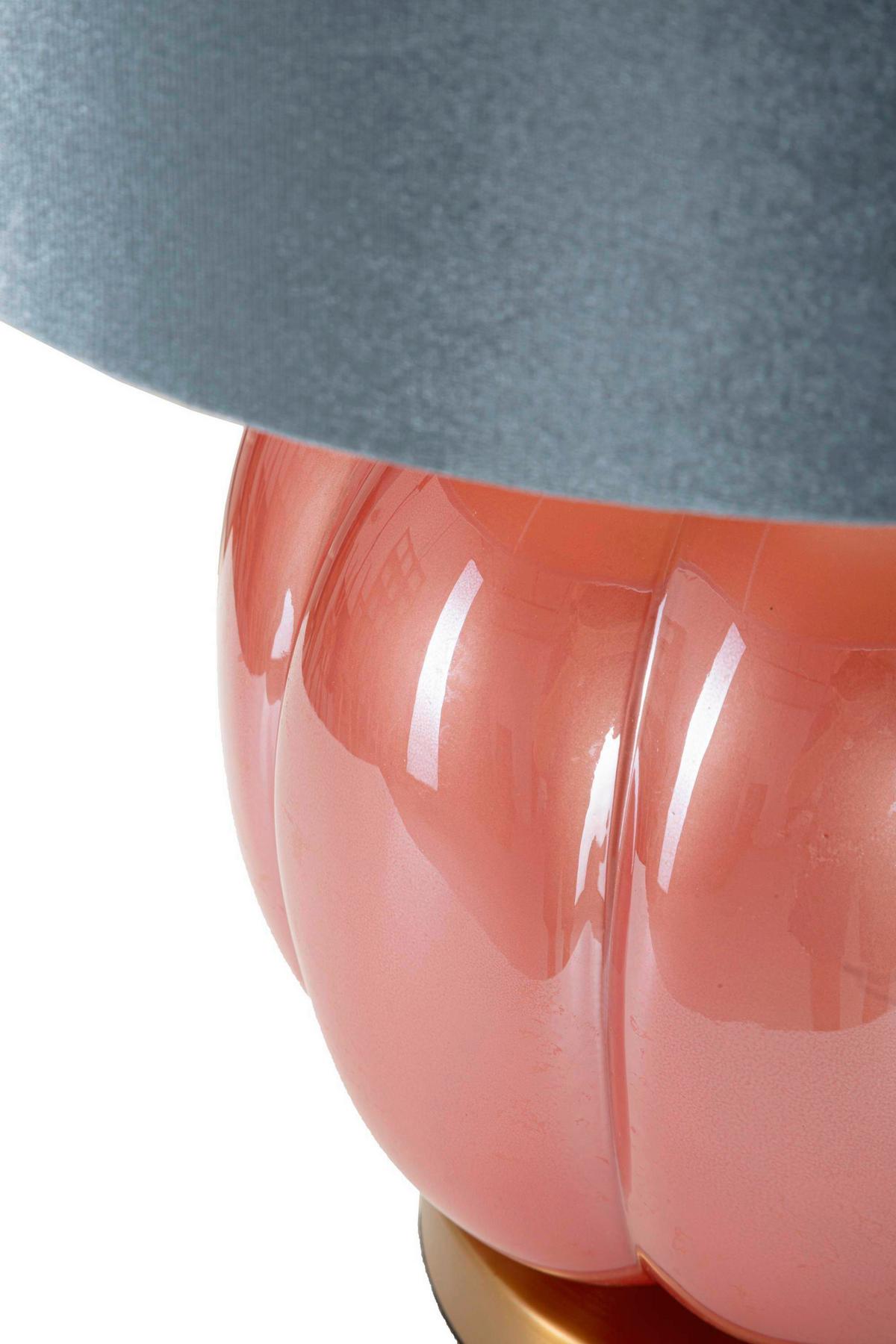 Tischleuchte Helene Ball Rot, Blau B: 32,5 cm - Blau/Rot, Basics, Glas/Textil (32,5/50/32,5cm)