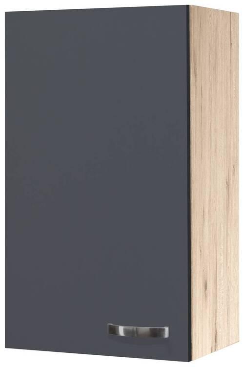 Horná kuchynská skrinka SHADOW 50cm - dub San Remo/farba ušľachtilej ocele, Modern, kov/kompozitné drevo (50/89/32cm)