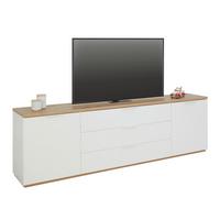 TV diel Wide, biela/dub Artisan 240cm - biela/biela s vysokým leskom, Modern, kov/kompozitné drevo (240/75/40cm) - Based