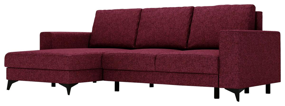 Ecksofa Harvey 156x244 Cm Mit Schlaffunktion Rot - Rot/Schwarz, Design, Textil (156/244cm) - Livetastic