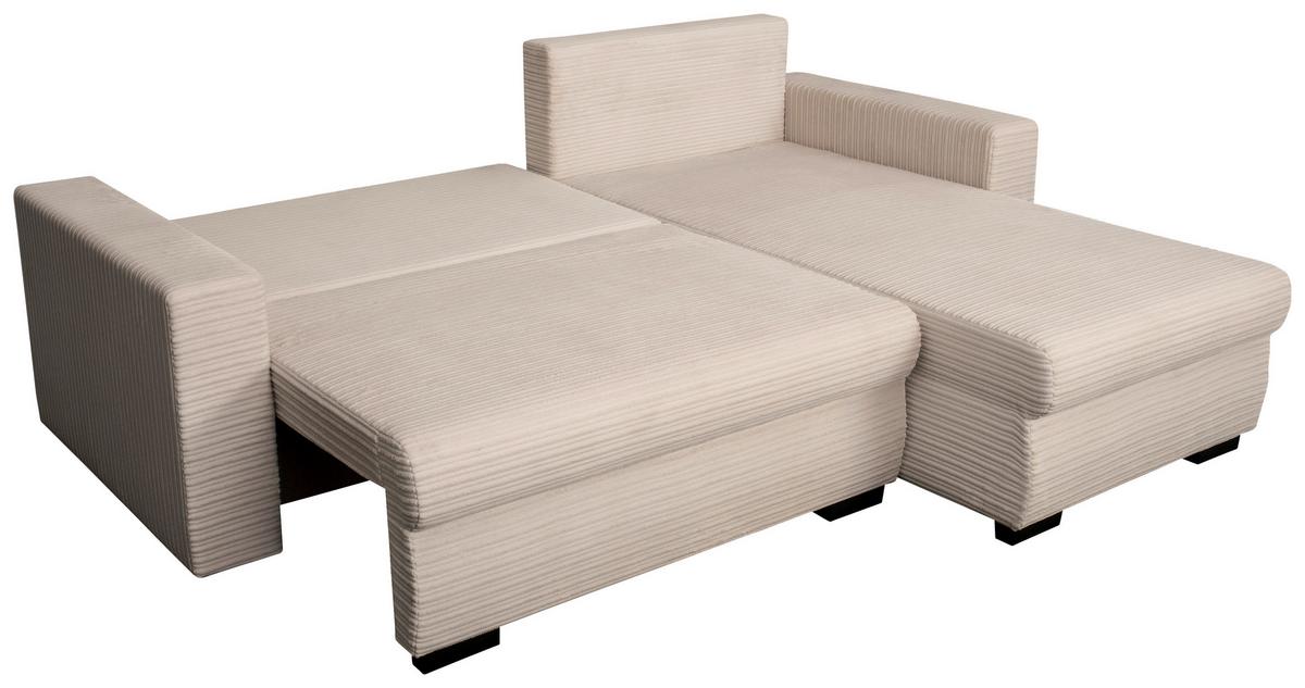 Rohová sedačka GENEVE, oboustranná, béžový manšestr - černá/béžová, Konvenční, textil/plast (225/167cm) - Mömax