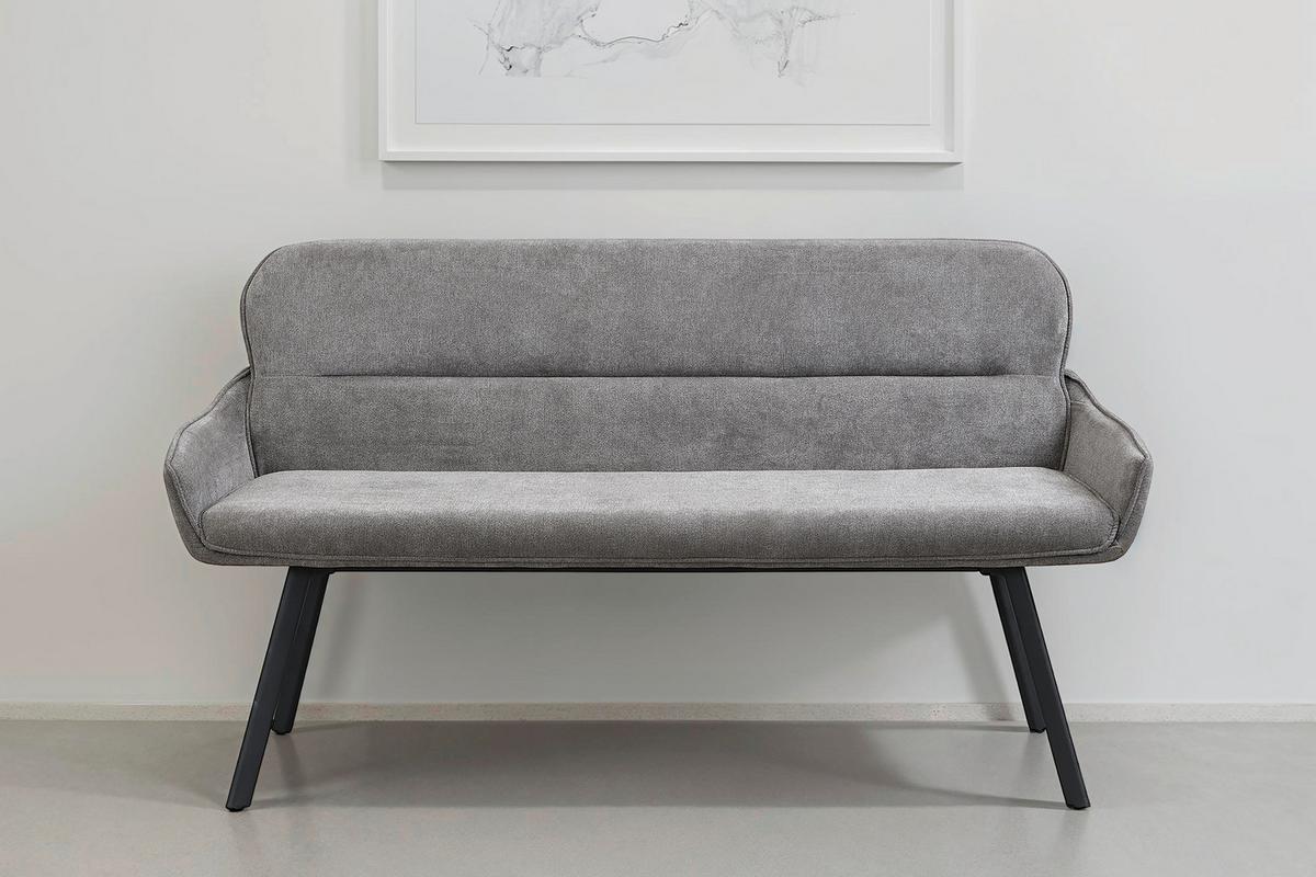 Sitzbank Rico - Dunkelgrau/Schwarz, MODERN, Textil/Metall (140/90/62cm) - MID.YOU