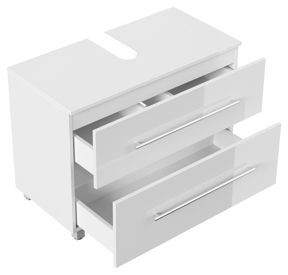 Waschbeckenunterschrank Mondial Weiß Hg B: 85 cm - Weiß Hochglanz, MODERN, Holzwerkstoff (85/63/41,6cm) - MID.YOU