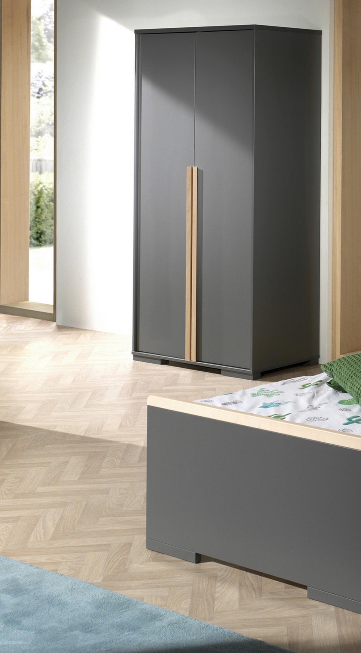 Drehtürenschrank 98,5cm London, Anthrazit - Anthrazit, MODERN, Holzwerkstoff (98,5/195,2/56cm) - MID.YOU