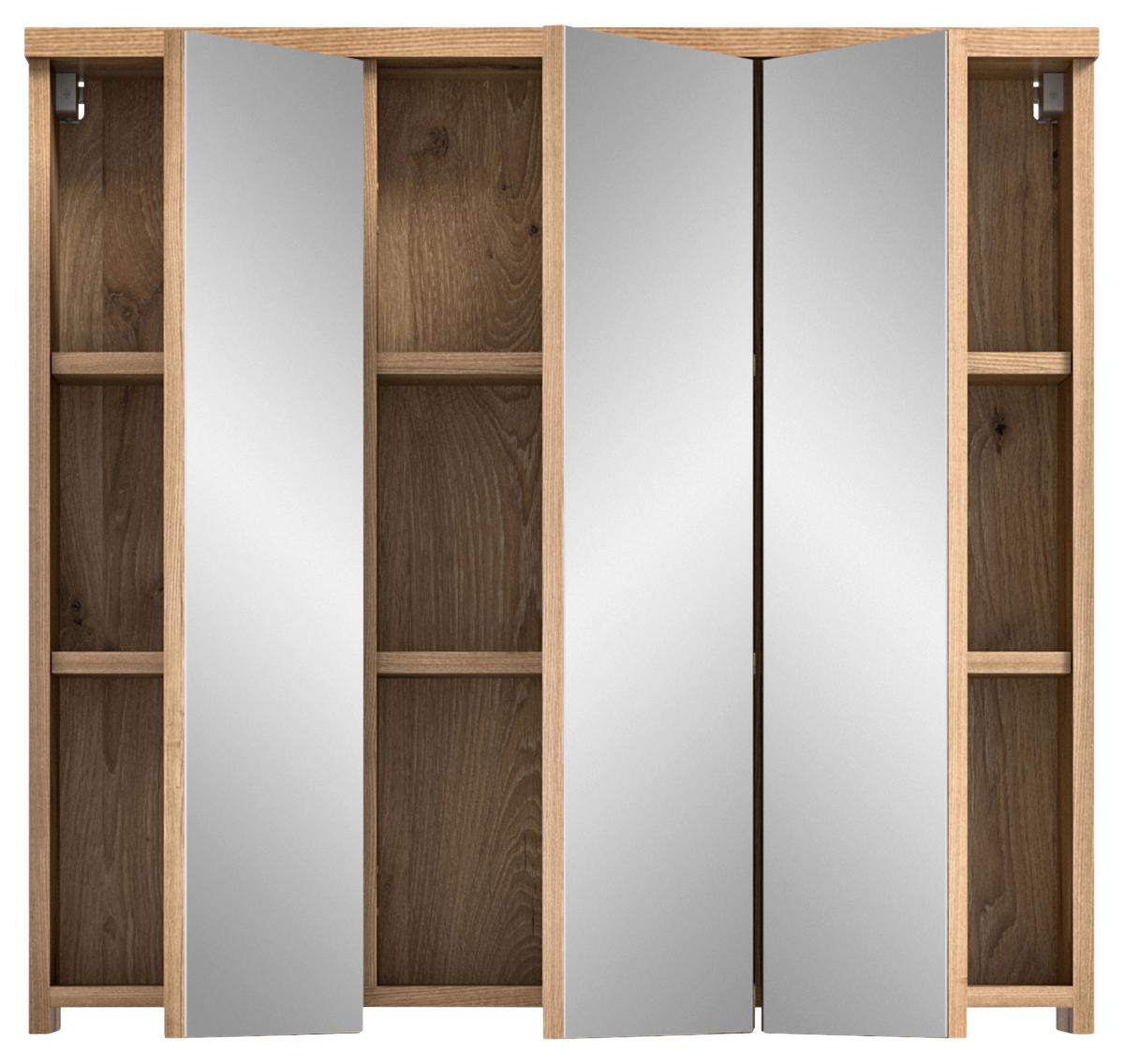 Badezimmer Grado Eiche Dekor/Grau - Weiß Hochglanz/Grau, MODERN, Glas/Keramik (182cm) - MID.YOU