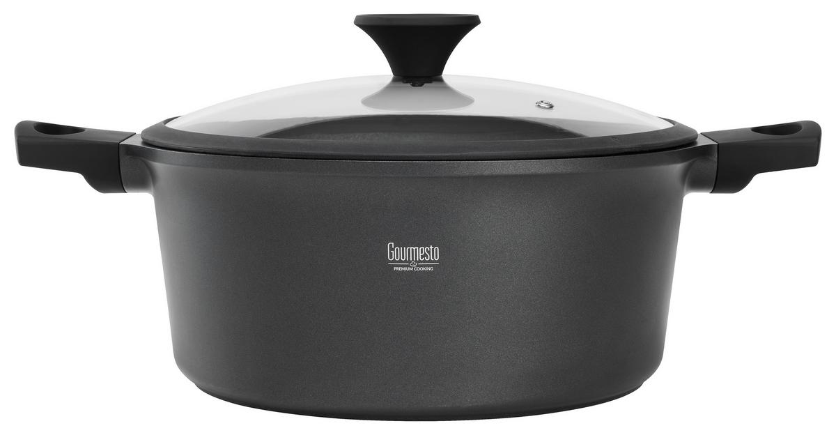 Hrnec s poklicí Black Line, 6,8l - černá/čiré, Konvenční, kov/plast (28/12,8cm) - Gourmesto