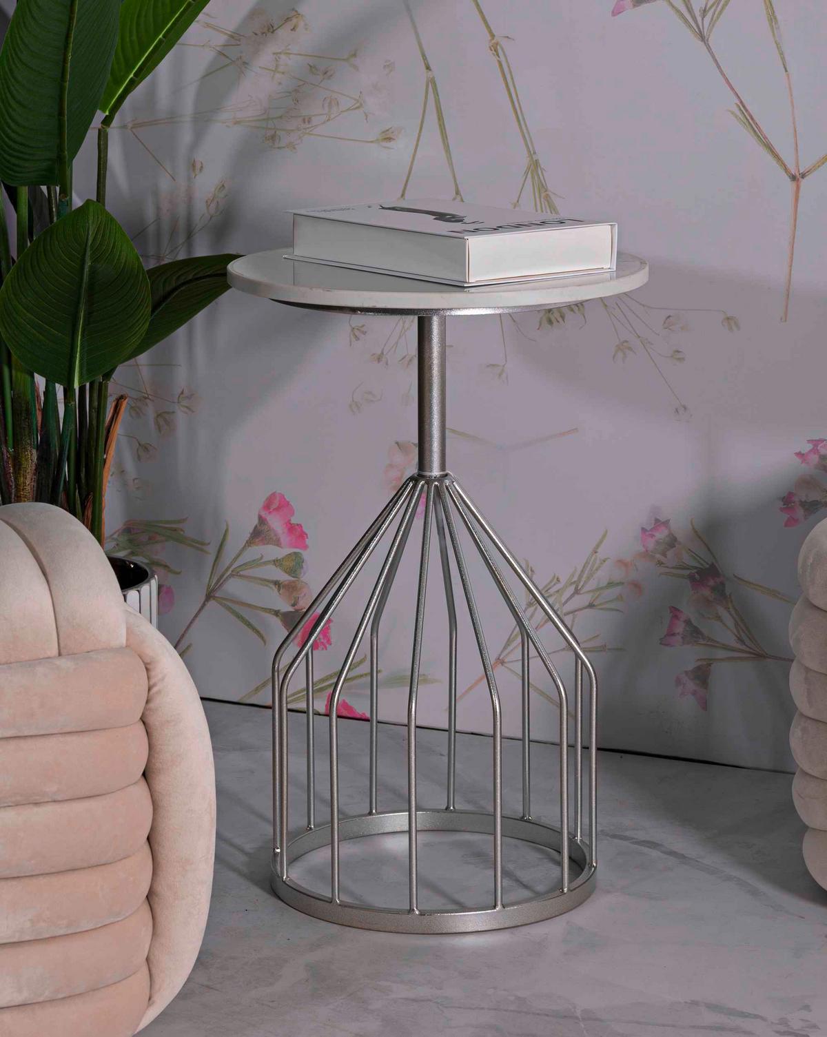 Couchtisch Cup Silberfarben B: 37,5 Cm - Silberfarben, Basics, Stein/Metall (37,5/58/37,5cm)