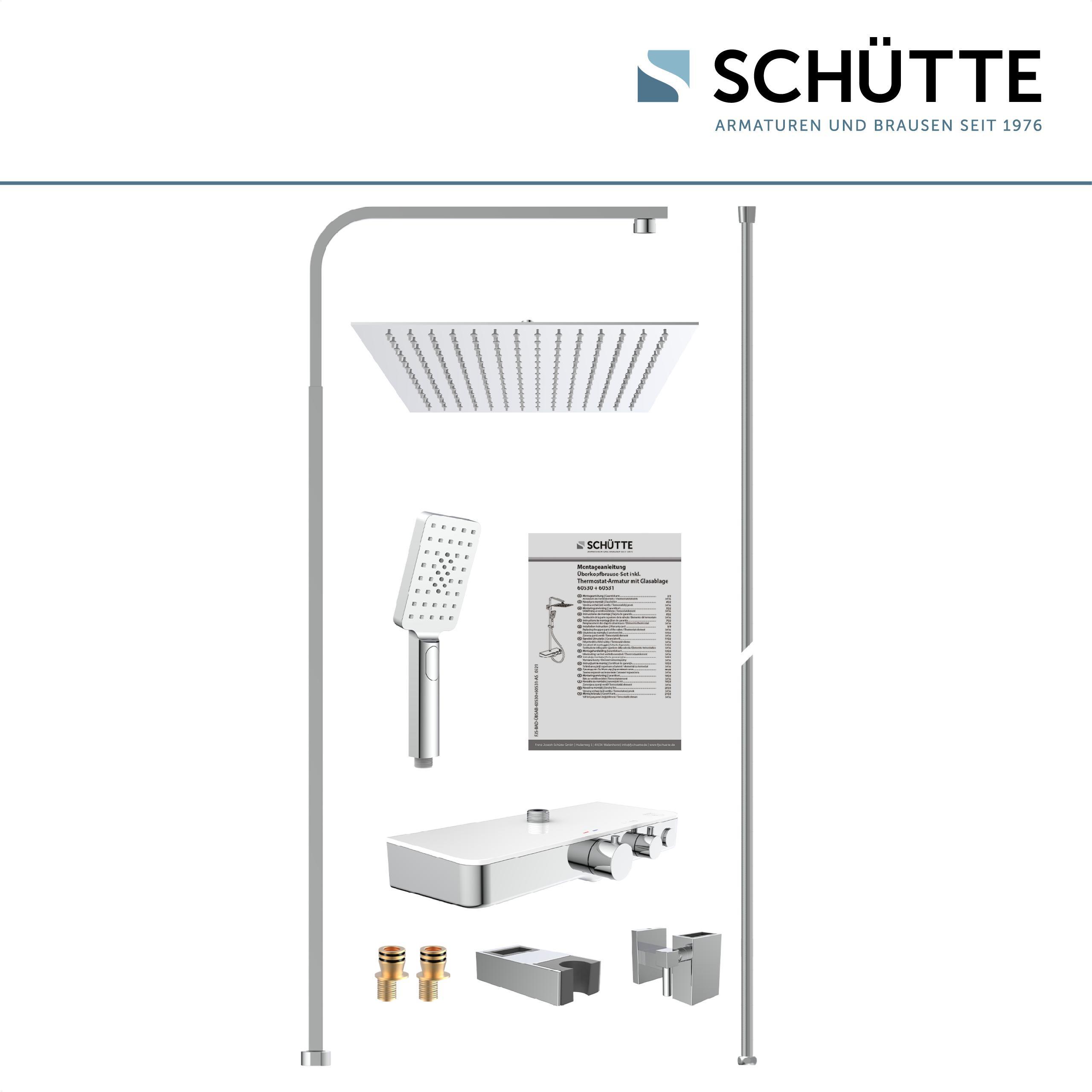 Brausegarnitur Ocean Chrom 3-Fach verstellbar Anti-Kalk - Silberfarben, Design, Metall (3/80-120/37,5cm) - Schütte
