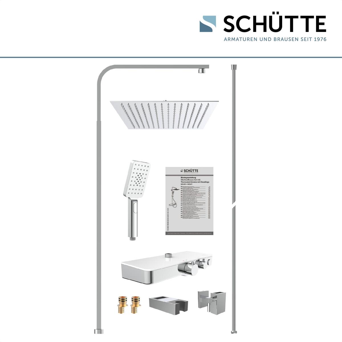 Brausegarnitur Ocean Chrom 3-Fach verstellbar Anti-Kalk - Silberfarben, Design, Metall (3/80-120/37,5cm) - Schütte