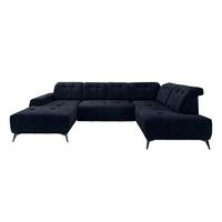 Ecksofa, Sitzvorzug Elektrisch Sano, Dunkelbl., 180x337x200cm - Schwarz/Dunkelblau, MODERN, Textil (180/337/200cm) - Livetastic