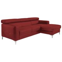 Ecksofa Sammy Rot Leder - Chromfarben/Rot, Design, Leder (226/169cm) - Livetastic