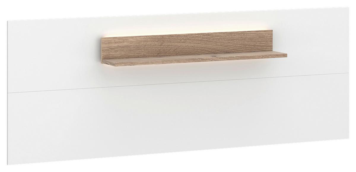 Wandregal Cotia New Weiß/Eichefarben B: 160 cm - Eichefarben/Weiß, MODERN, Holzwerkstoff (160/60/19,8cm)