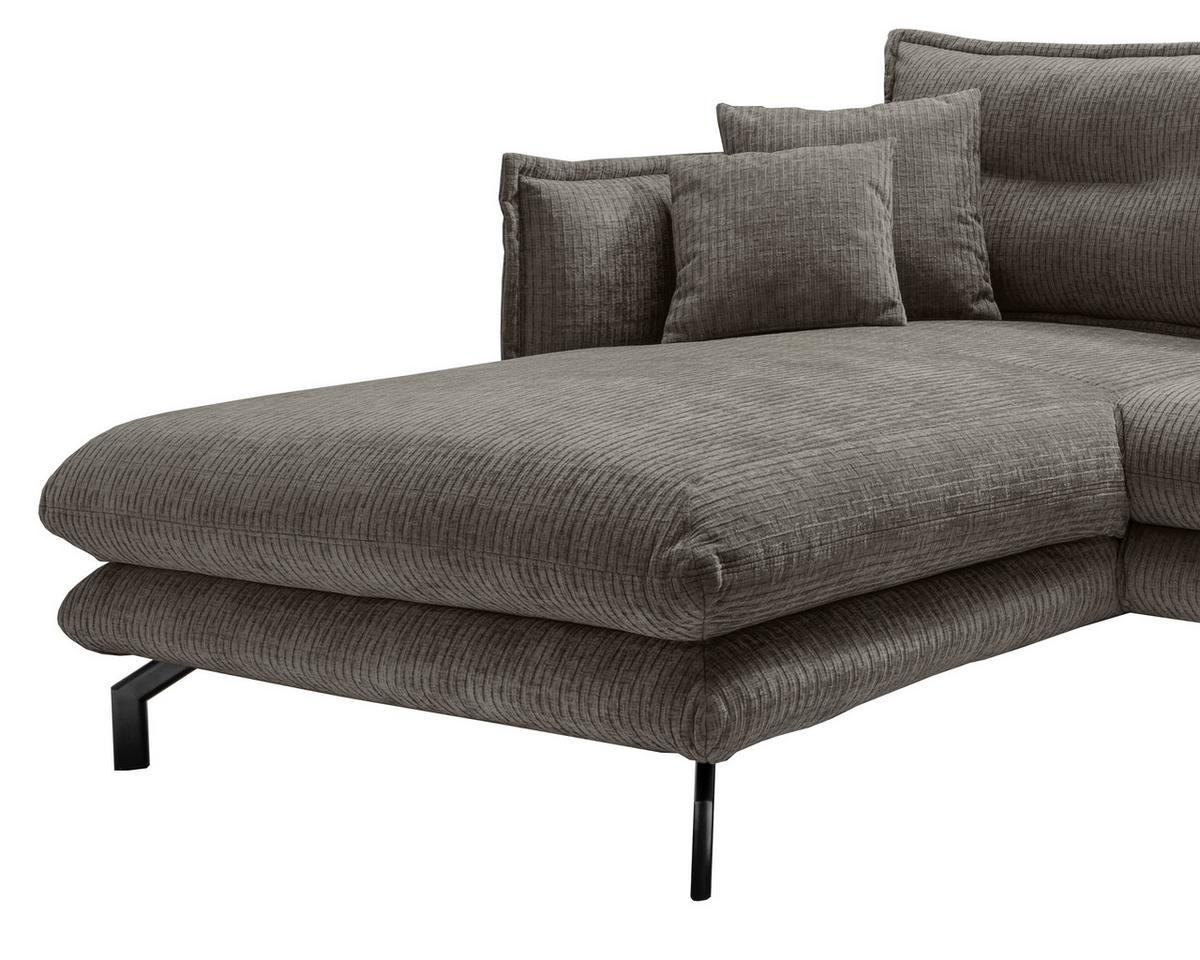 Ecksofa Lava - Graubraun/Schwarz, Design, Textil (180/255cm) - Livetastic