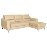 Ecksofa Santos Beige S: 241 Cm - Chromfarben/Beige, Design, Leder/Textil (241/168cm) - Livetastic