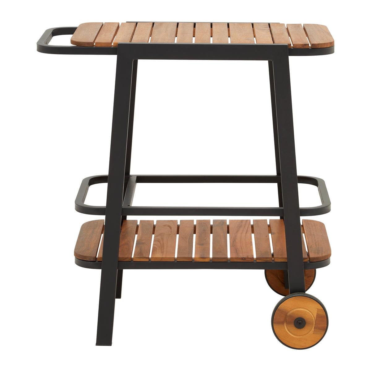 Servírovací vozík MARLO farby akácie - čierna, Modern, kov/drevo (76/77/49cm) - Bessagi Garden