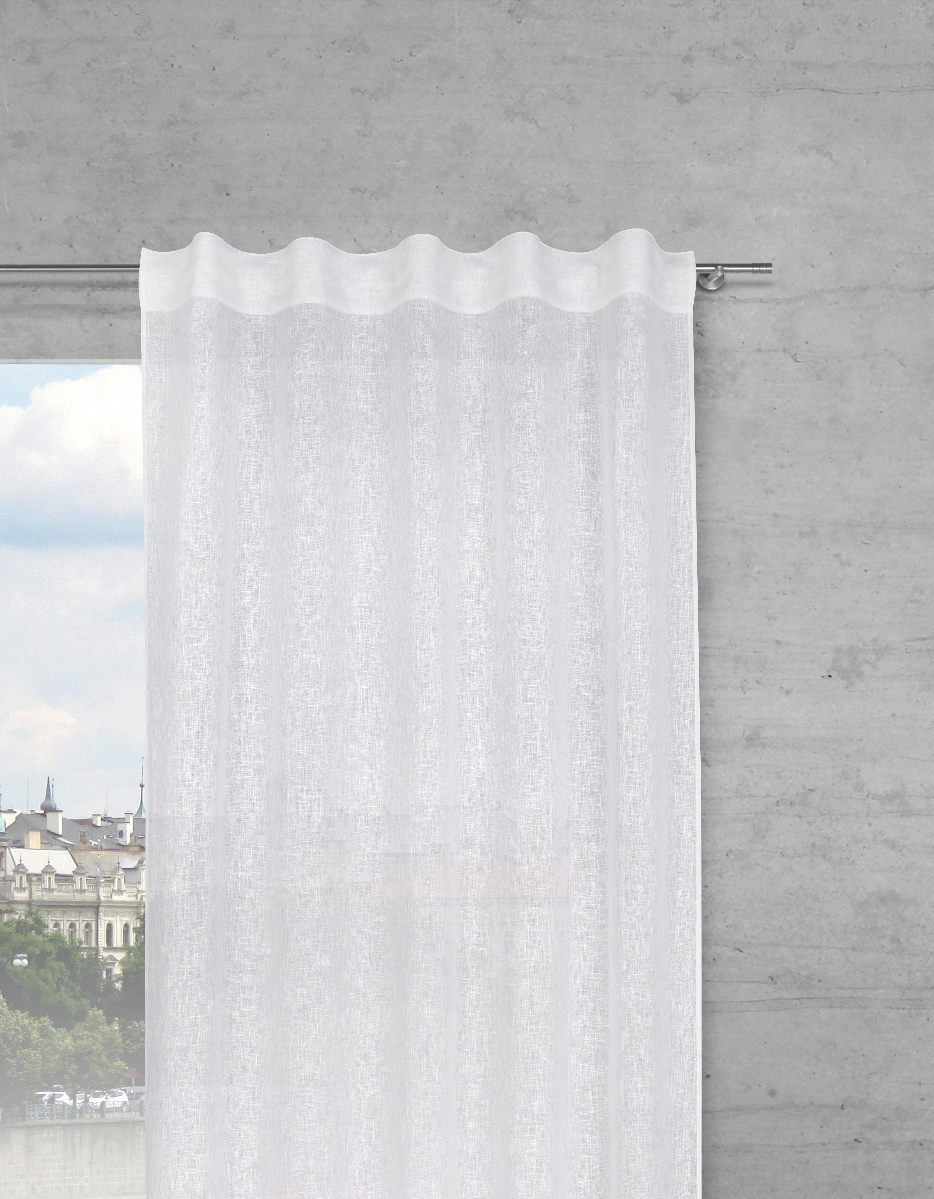 HOTOVÝ ZÁVES Elena, 140/255cm, biela - biela, Konventionell, textil (140/255cm) - Premium Living