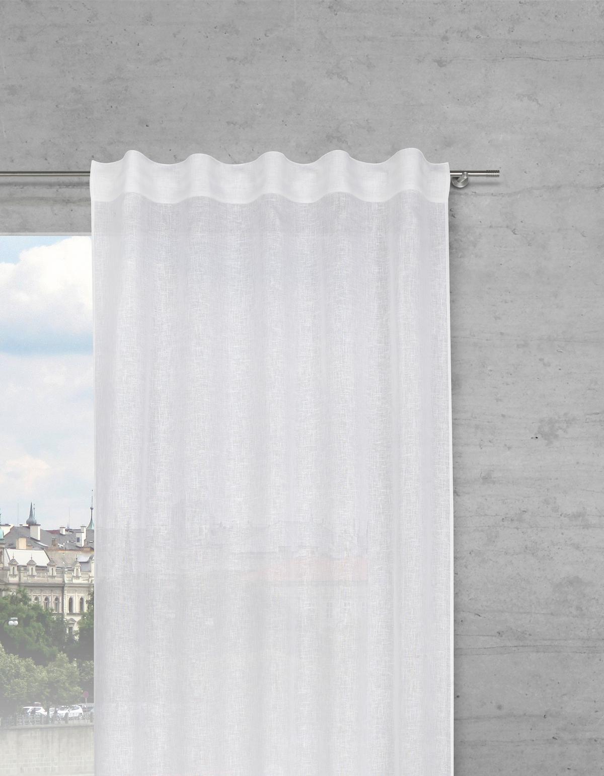 HOTOVÝ ZÁVES Elena, 140/255cm, biela - biela, Konventionell, textil (140/255cm) - Premium Living