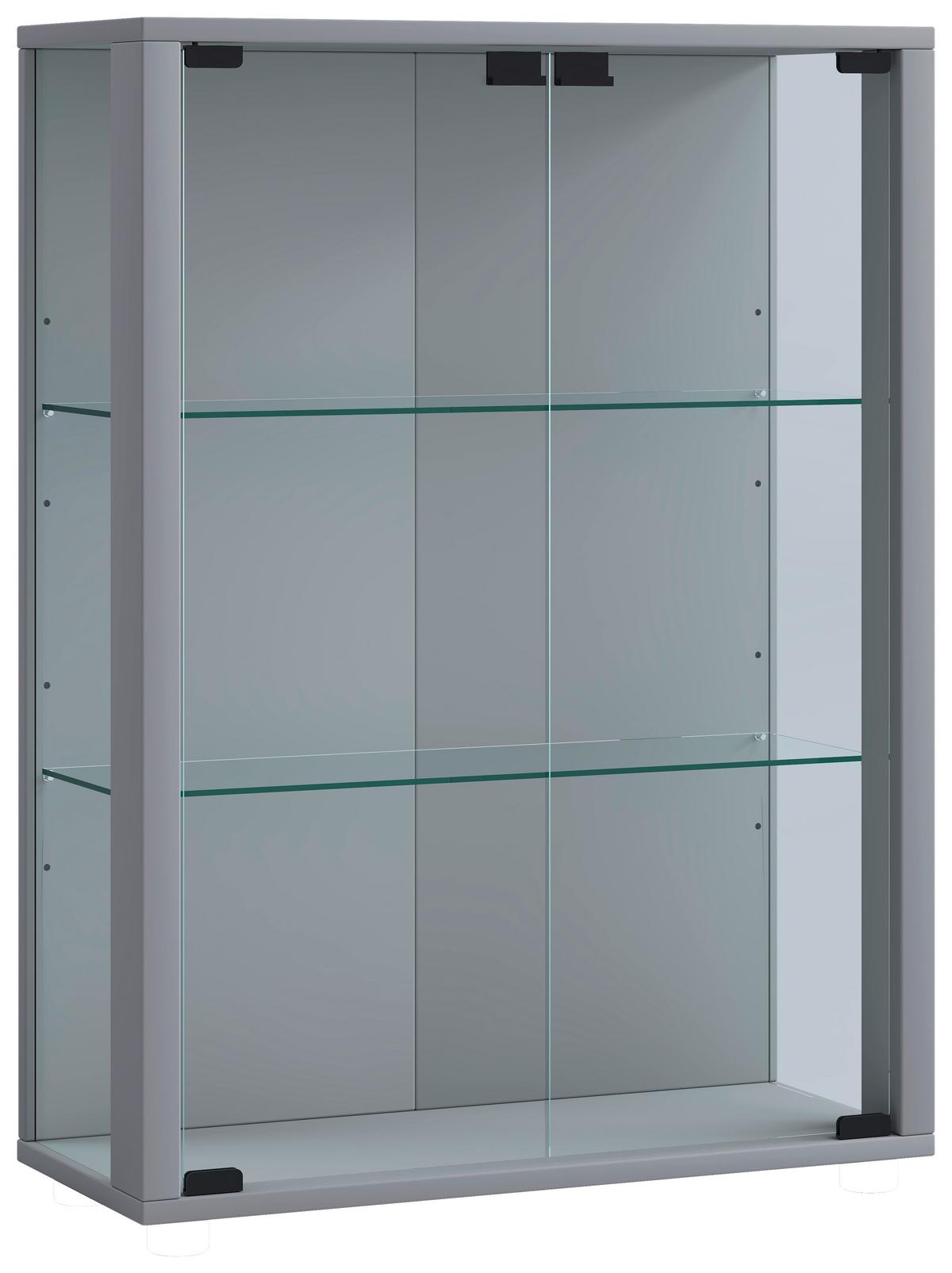 ZÁVESNÁ VITRÍNA UDINA - čierna/strieborná, Konventionell, drevo/plast (60/80/25cm) - MID.YOU