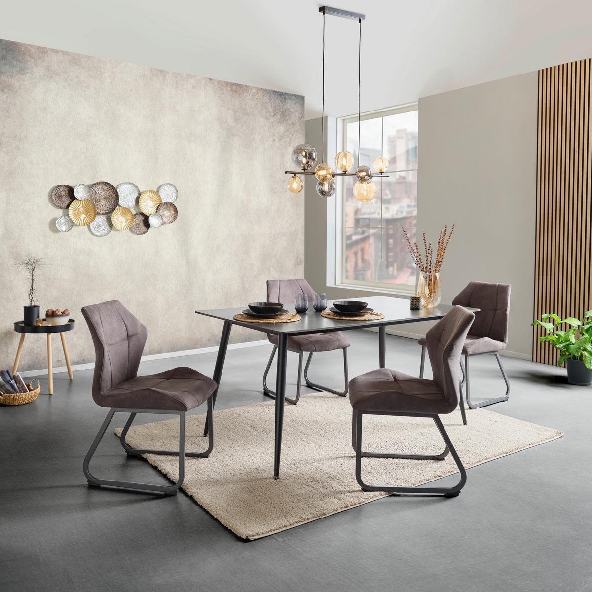 Esszimmerstuhl Rimini Grau 2-Er Set - Grau, MODERN, Textil/Metall (51/86/61cm) - MID.YOU