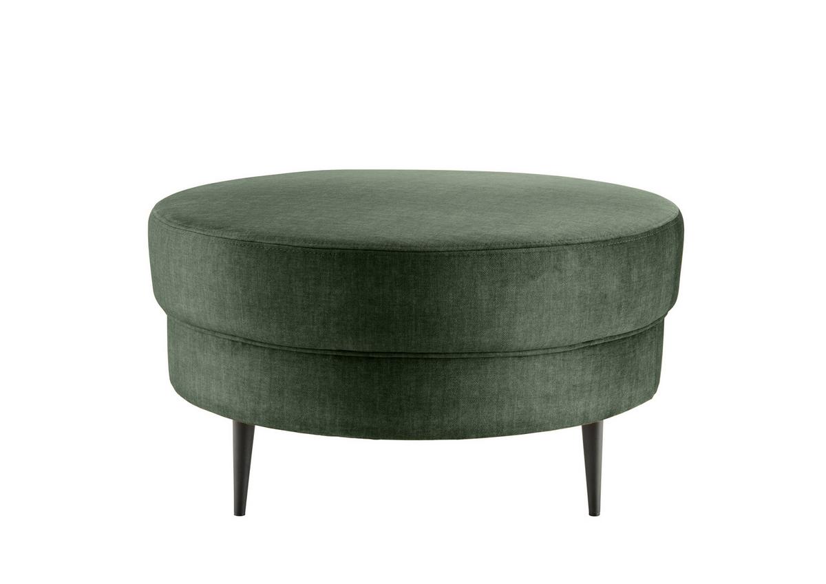 Hocker Pistaccio Dunkelgrün Velours, D: 80cm - Dunkelgrün/Schwarz, MODERN, Textil (80/43cm) - Livetastic