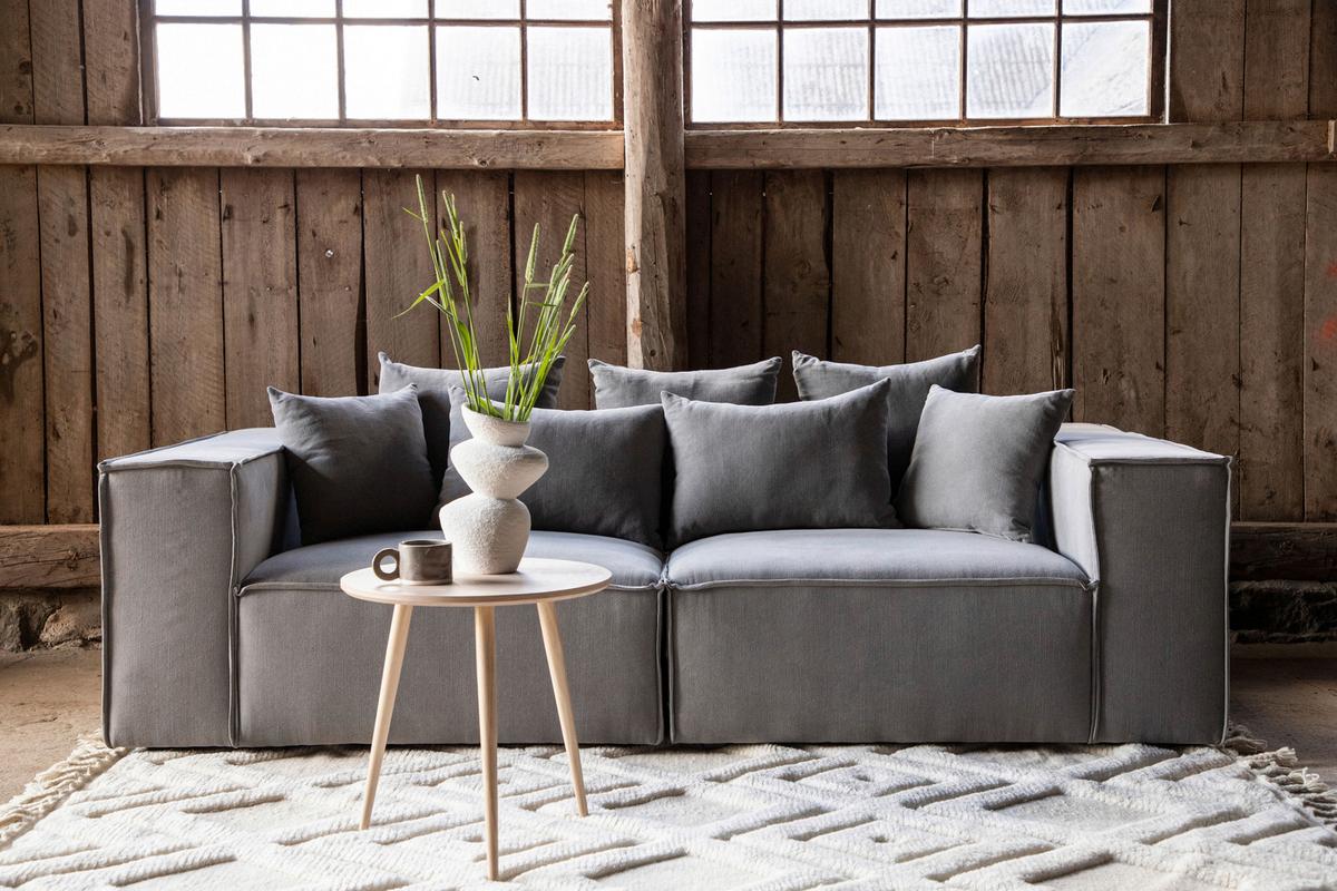 2-Sitzer-Sofa Gillholmen - Schwarz/Grau, Design, Kunststoff/Textil (232/80/116cm) - Livetastic