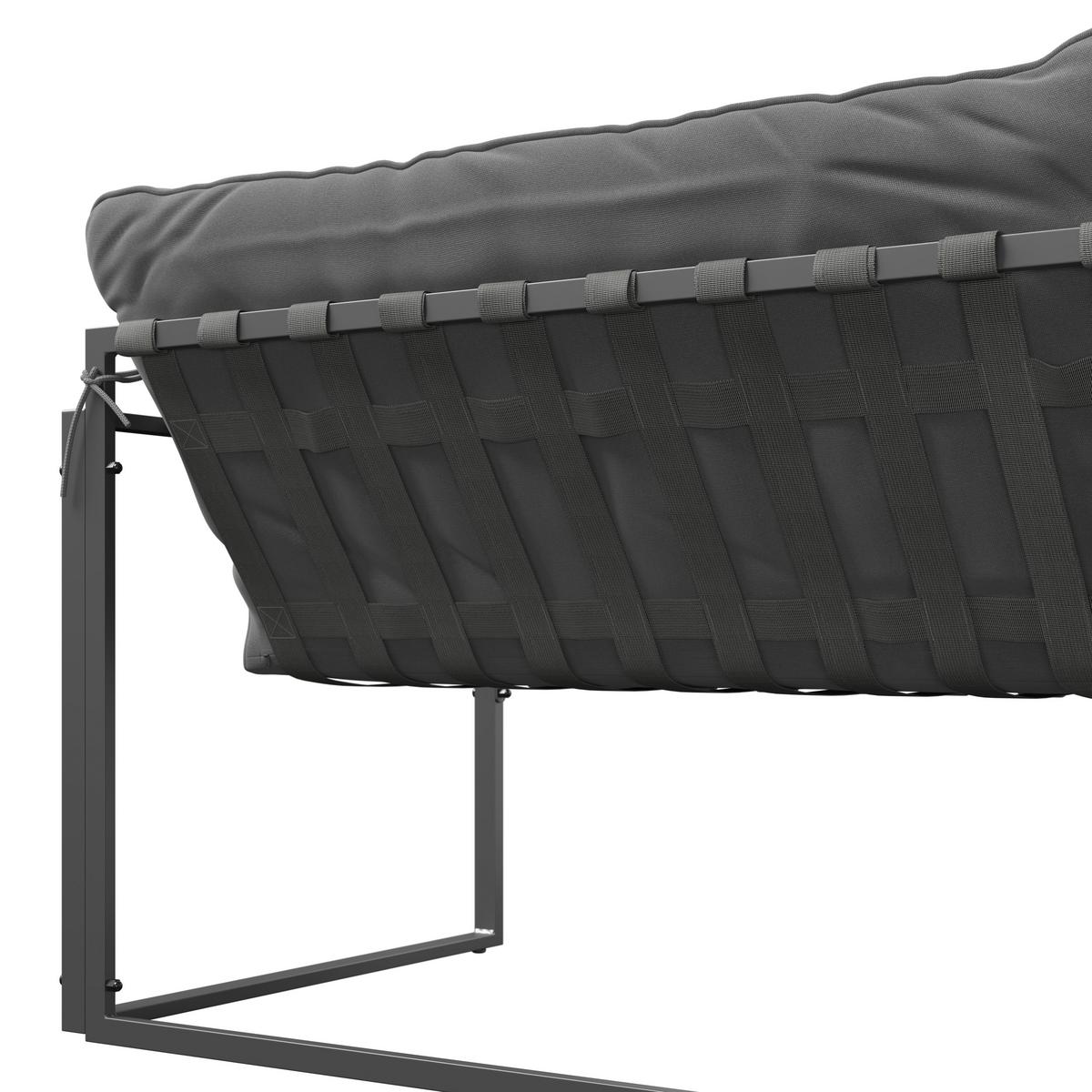 Loungegarnitur Göteborg *ph* - Dunkelgrau/Schwarz, MODERN, Glas/Textil (114/67/70cm) - Beldano