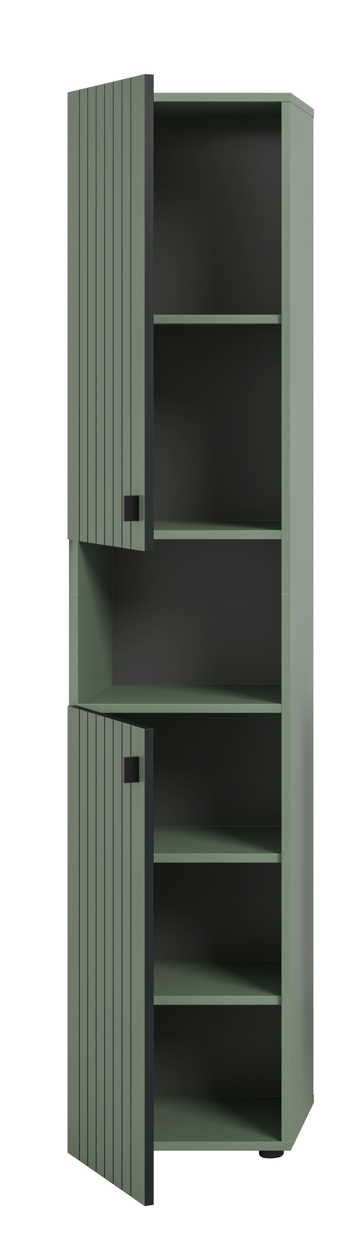 Garderobenschrank Station Graugrün B: 40cm - Schwarz/Graugrün, Design, Holzwerkstoff (40/192/37cm) - MID.YOU
